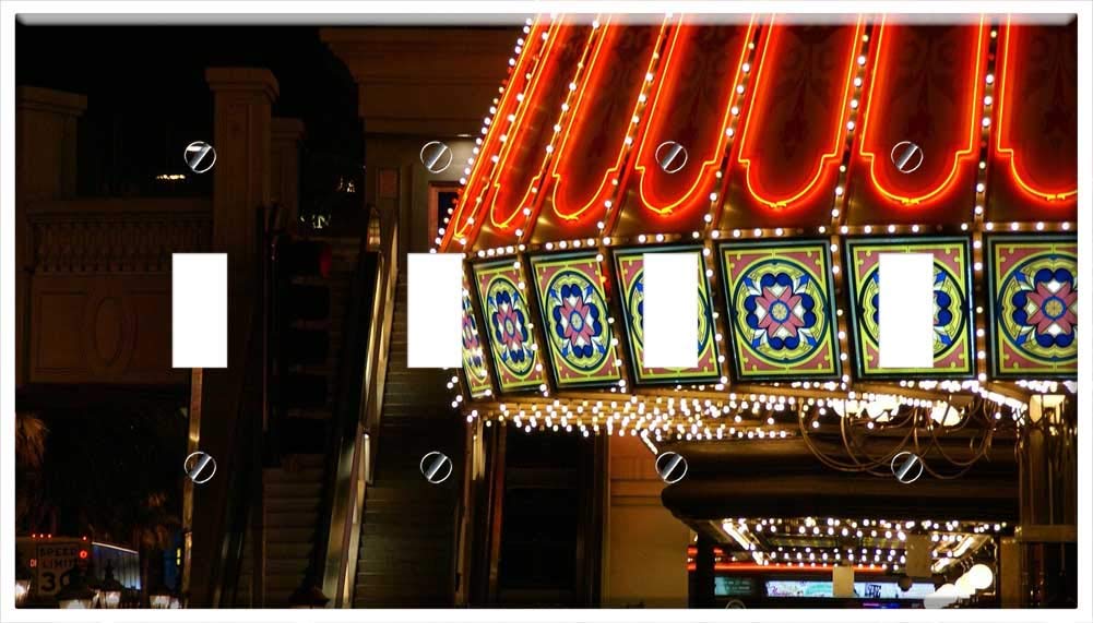 Switch Plate 4 Gang Toggle - Las Vegas Marquee Strip Nevada Hotel Usa Casino