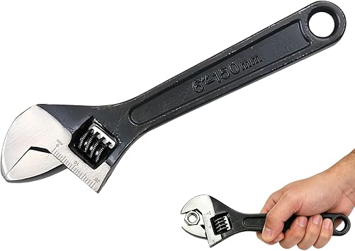 1 PCS 6 Inch Small Adjustable Spanners Black, 2 CM Jaw Capacity Adjustable Wrenches,Small Wrench with Width Scale Black Spanner Adjustables Self Adjusting Wrench for Daily DIY Repair