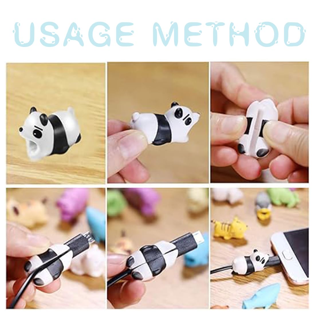 8 Pezzi Protezione Cavo Usb Ad Animale, Cute Animal Protector, Di Plastica, Per Telefono, Protect Caricatore