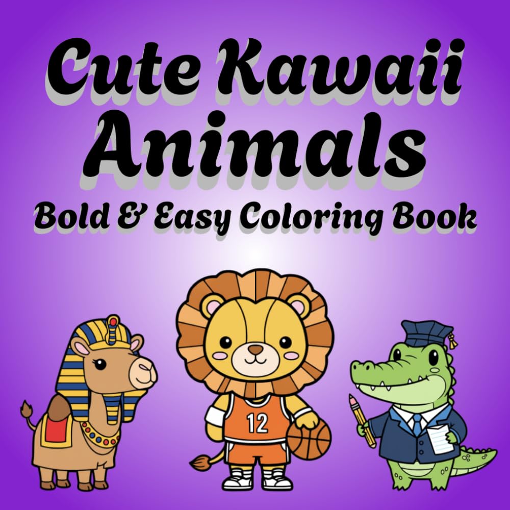 Kawaii Coloring Book: Cute and Easy Coloring pages with Kawaii Animals