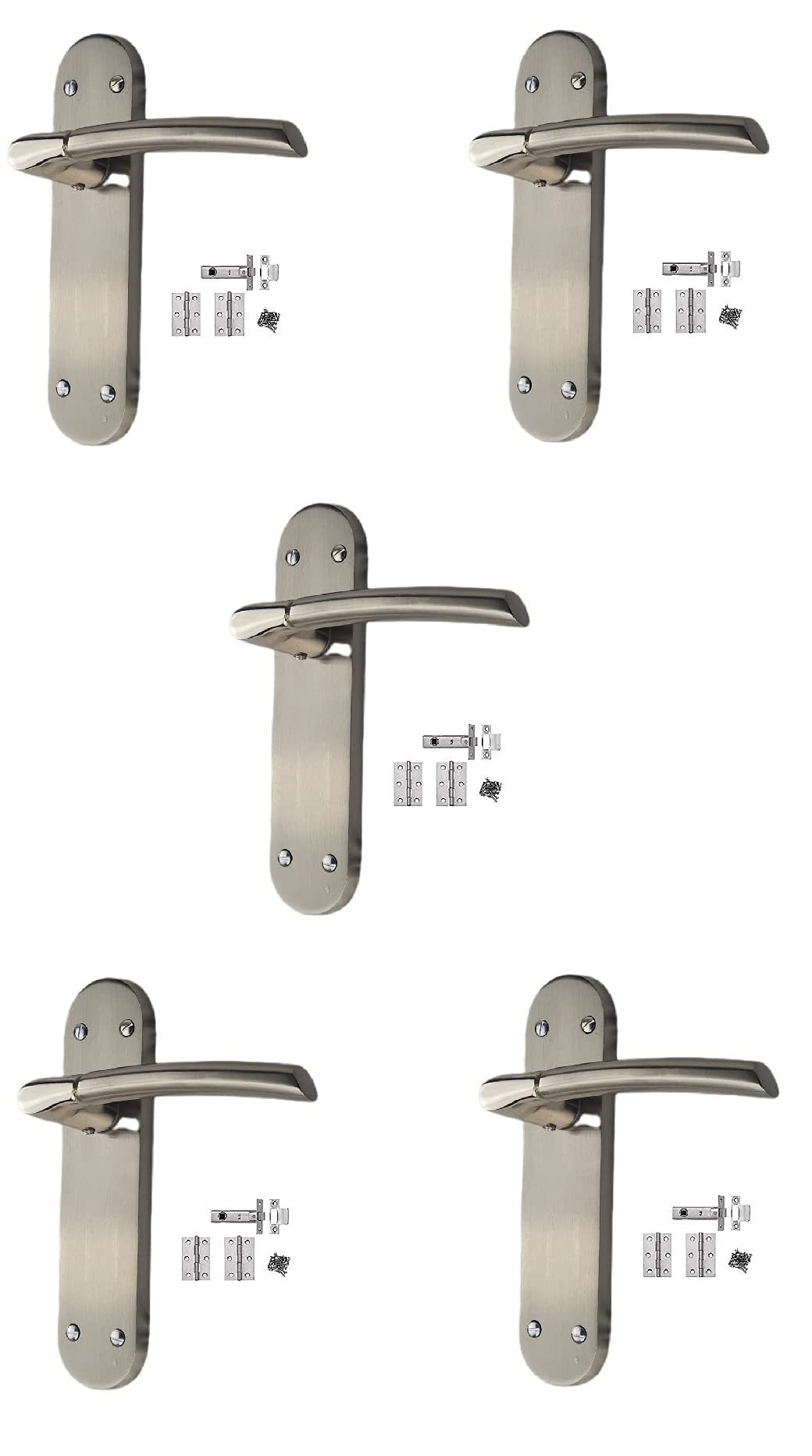 Golden Grace Indiana Style Modern Door Handles Lever Latch in Duo Finish, 5 Sets - 182mm x 45mm Backplate