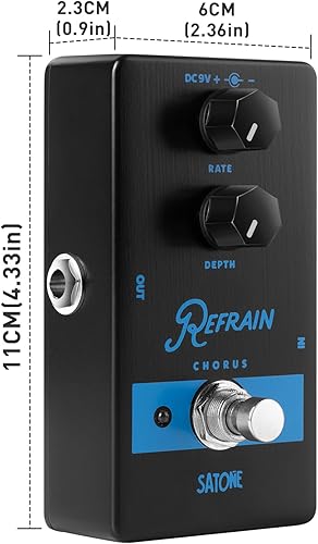 Vista 53 de Satone Pedal de efecto de guitarra eléctrica S807 Hugger Compressor - Pedal de metal acústico preestablecido con efecto de compresor de circuito