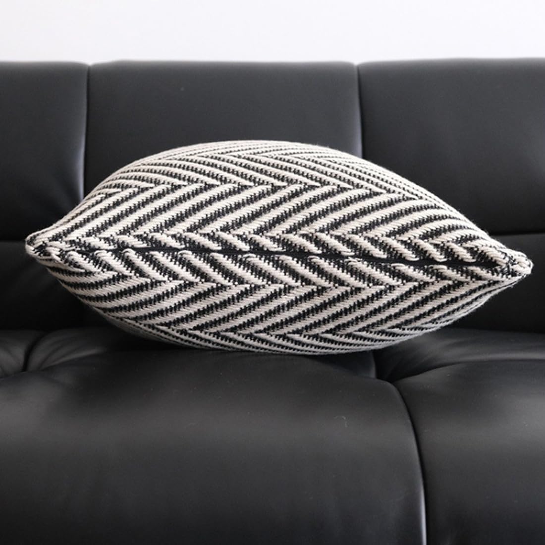 vctops Boho Throw Pillow Cover Black and White Knitted Woven Pillow Cushion Cover Arrow Knit Decoration Square Pillowcase for Sofa Couch Bedroom Living Room - 18"x18" - Image 4