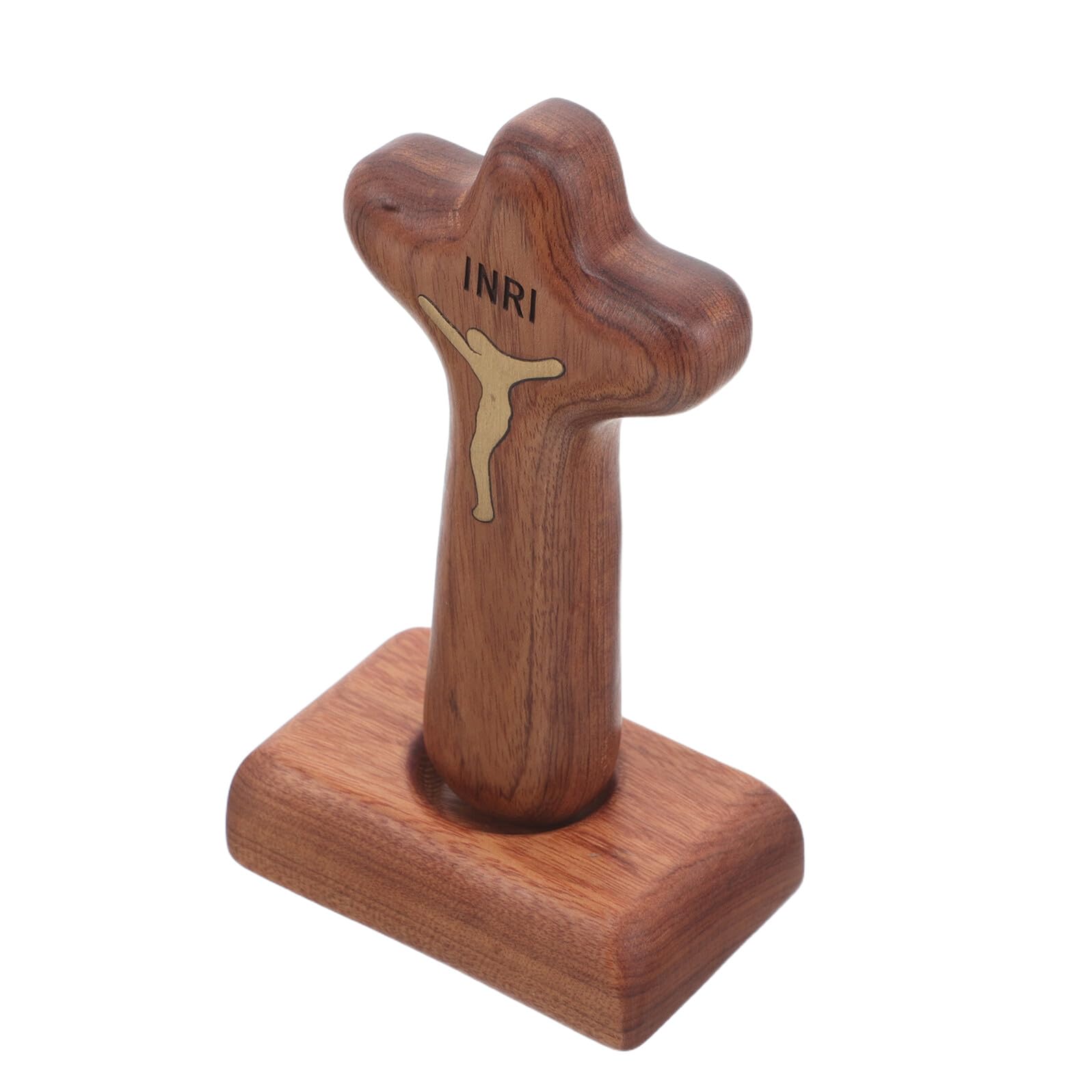 Cruz de madera tallada ZUNOXAZ crucifijo religioso con base para altar doméstico