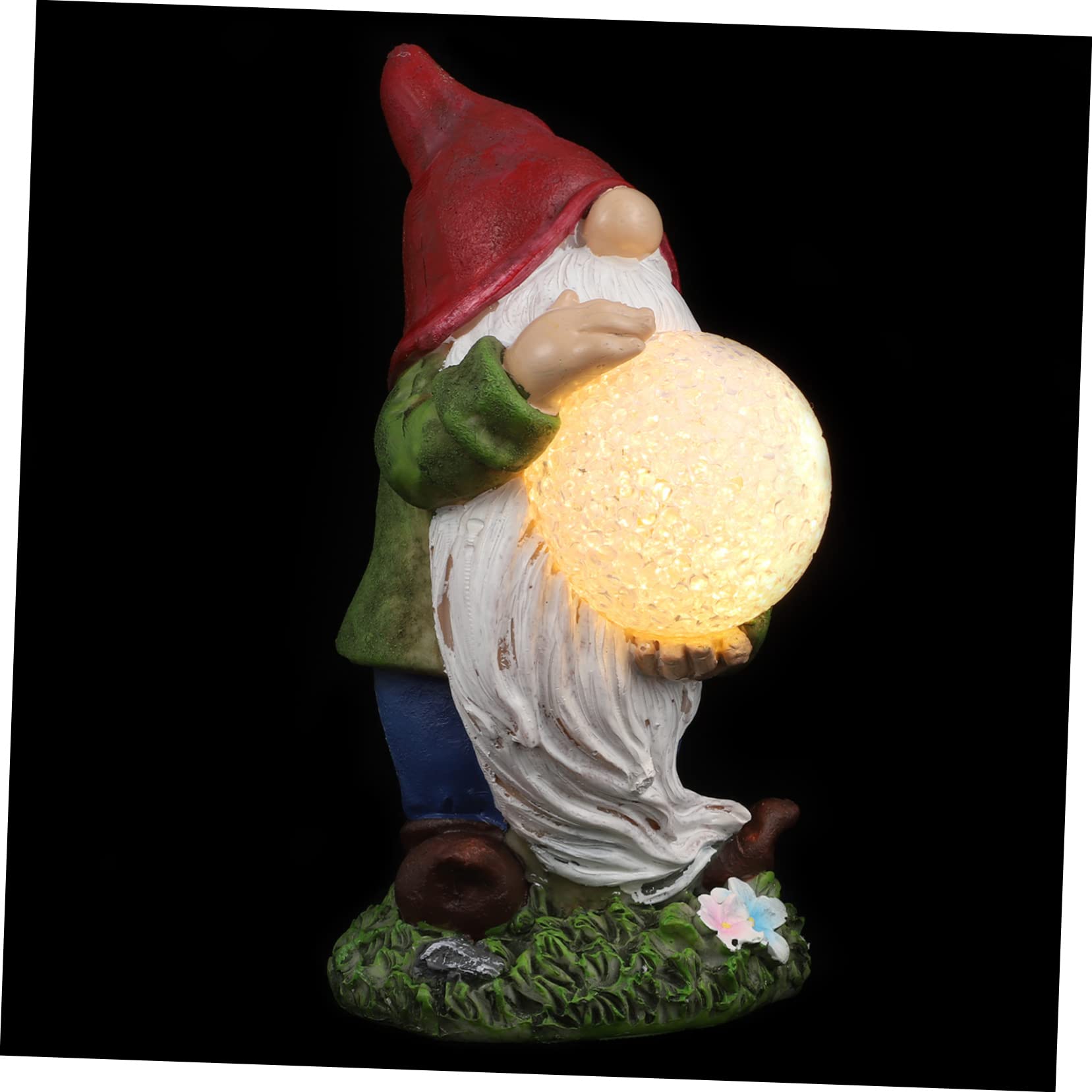 Abaodam 1 Pc Lámpara De Césped Decoración De Gnomos De Resina Luz De De Césped Gnomos Solares Decoración De Vidrio Estatua De Jardín Enana Sueca Micro Led Bola De Luz Escritorio