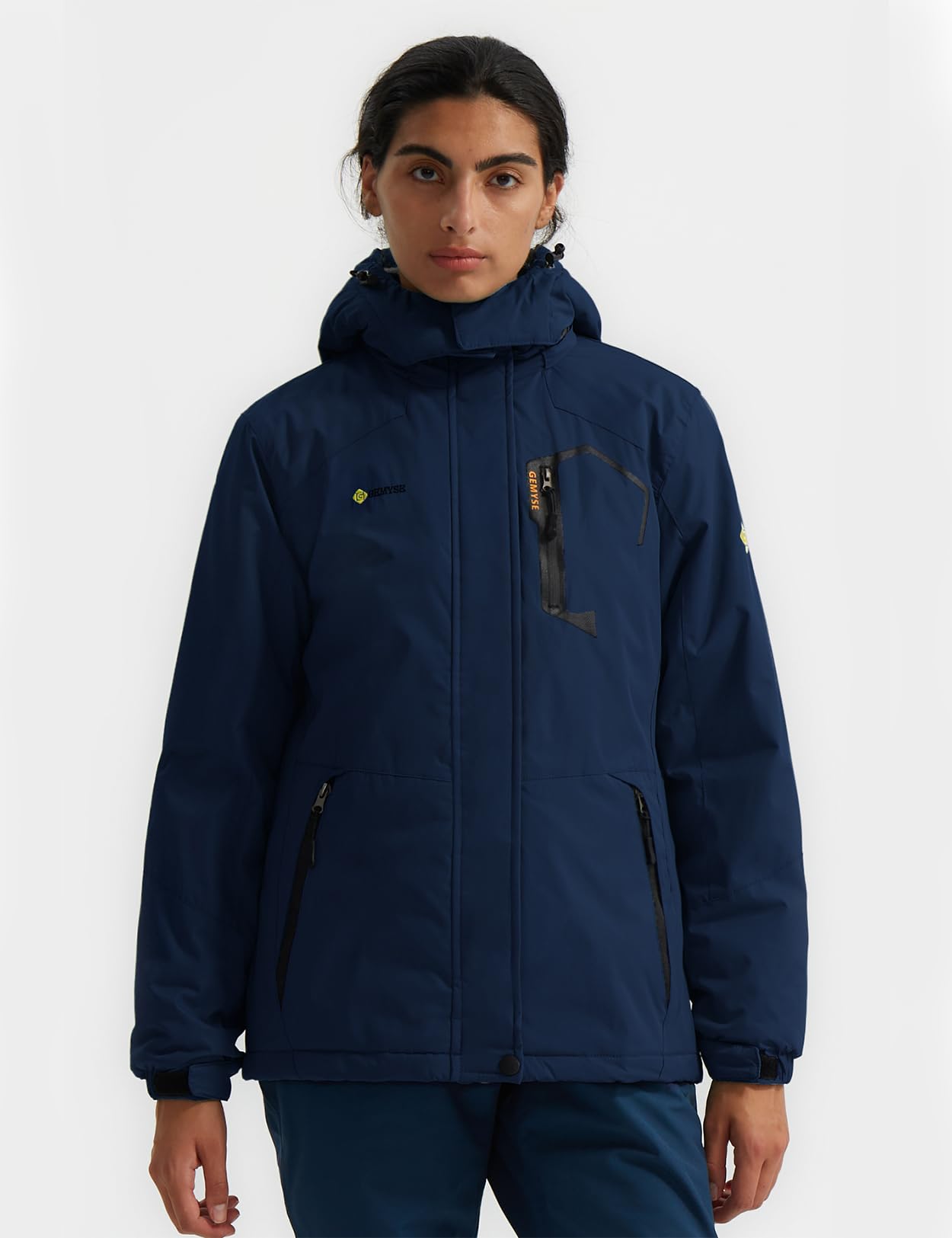 GEMYSE Donna Giacca da Sci impermeabile montagna Giacche Pile invernale antivento Cappotto con Cappuccio