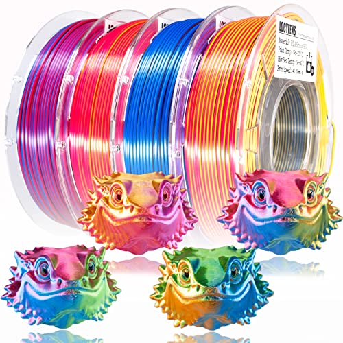 Image of 3D Printer Filament PLA, 3 in 1 Rainbow PLA Filament 1.75mm + /-0.02mm, High-Speed Printing Silk PLA Tri Color Filament, Fit to AMS, Coextrusion 3D Filament Bundle 200g x 4 Spools