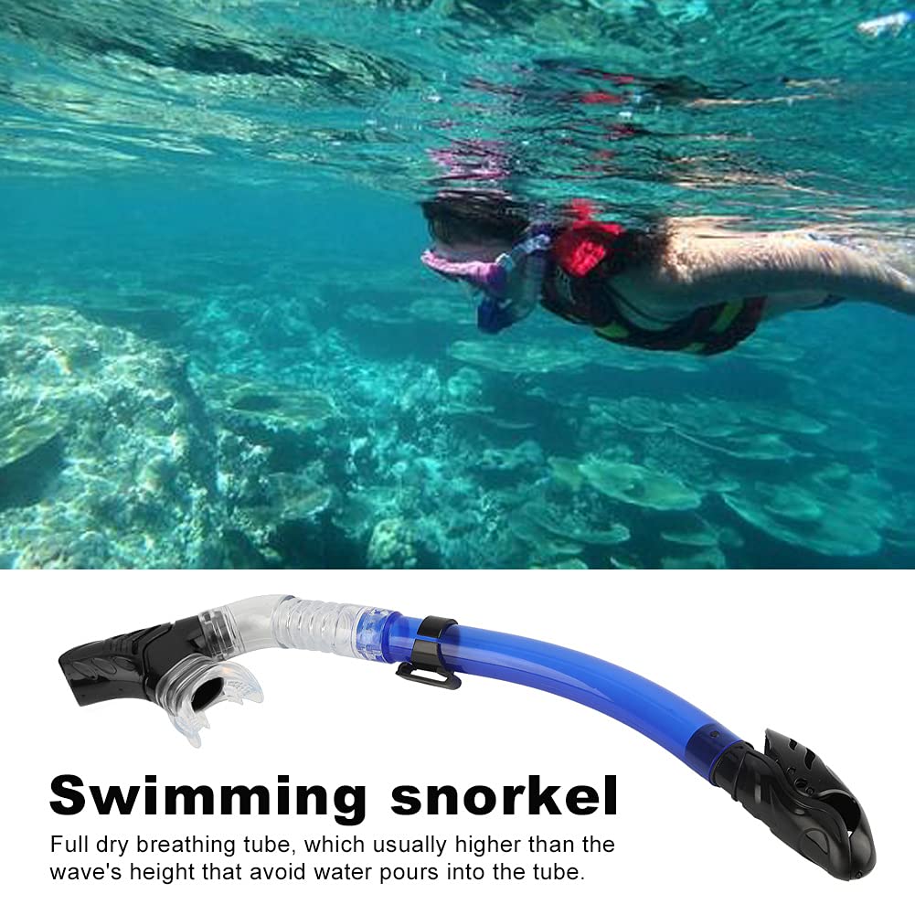 Gavigain Diving Snorkel, Flexible Roll Up Snorkel Set, Diving Full Dry Single Valve Snorkel for Scuba Diving, Spearfishing, Freediving and Snorkeling (Dark Blue)