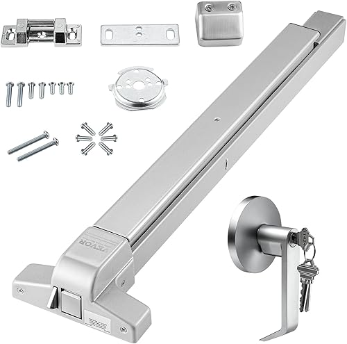 Miniatura 8 de VEVOR Cerraduras de puerta de barra de empuje, barras de pánico de acero al carbono para puertas de salida, con palanca exterior y 3 llaves,