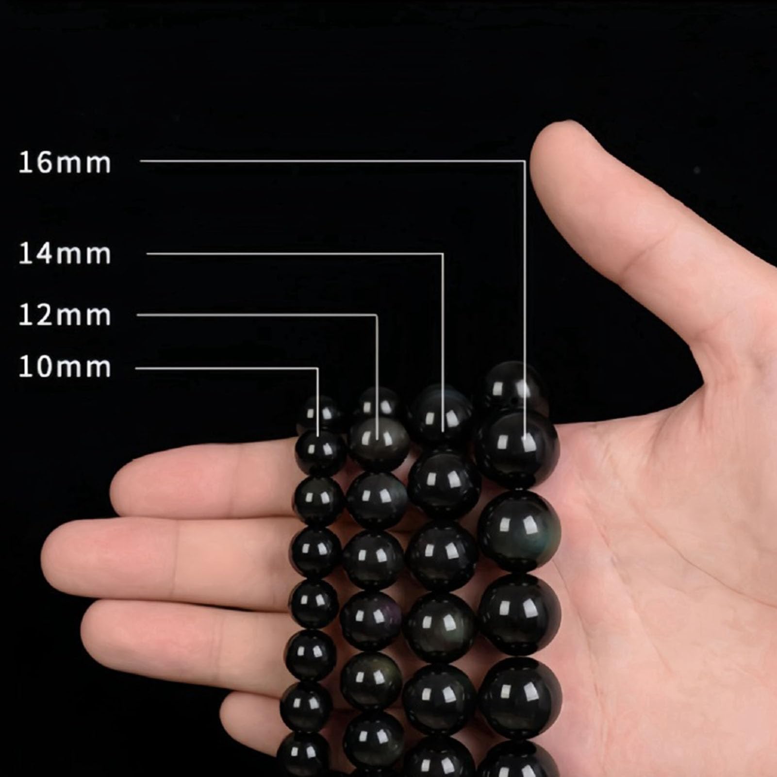 Pulsera elástica de obsidiana Colorida para Mujeres y Hombres, Cuentas de Cristal volcánico con Brillo de Plata y Oro arcoíris Natural, joyería de Piedra elástica Ajustable,6a,10MM