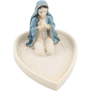 Virgin Mary Rosary and Jewelry Holder Religious Resin Statue for Devotion Our Lady Figurine for Home Altar Church Decoration Catholic for Women Blue and Red 15cm x 15cm Women