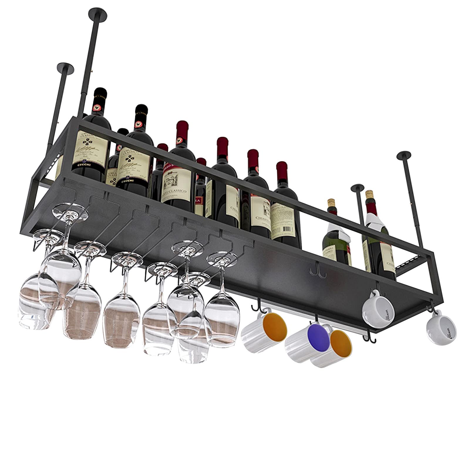 Support de verre à vin suspendu au plafond JATIBOSH pour optimiser l'espace bar