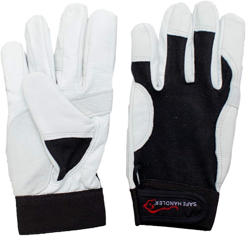 SAFE HANDLER Keystone Reinforced Gloves with Reinforced Double Palm Protection | Breathable, Stretch Fabric Backing, Secure Hook & Loop Closure, Goat Leather, L/XL, Case of 100 Pairs (200 gloves)