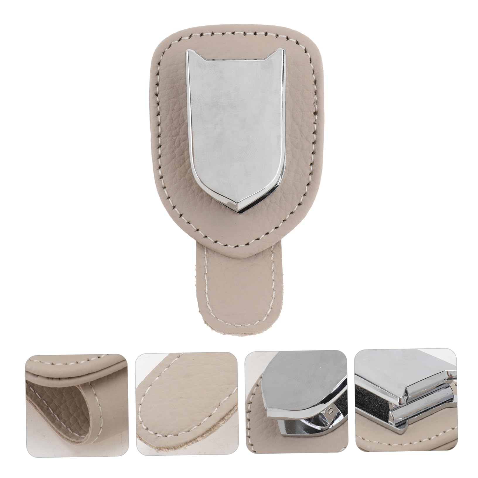 Ciieeo 2pezzi Porta Occhiali da Sole per Auto Clip in Pelle e Inossidabile Porta Biglietti per Occhiali da Vista per Aletta Parasole per Auto