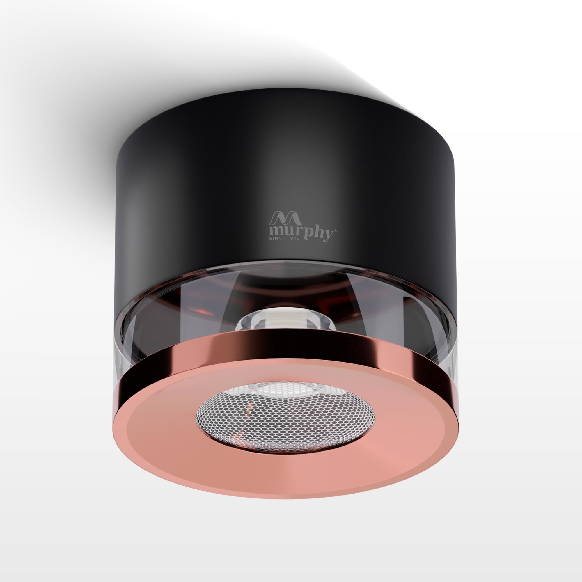 Murphy 6W Crystal Black Rose Gold Cylindrical COB Surface Lights for Ceiling (Warm White, Pack of 10)