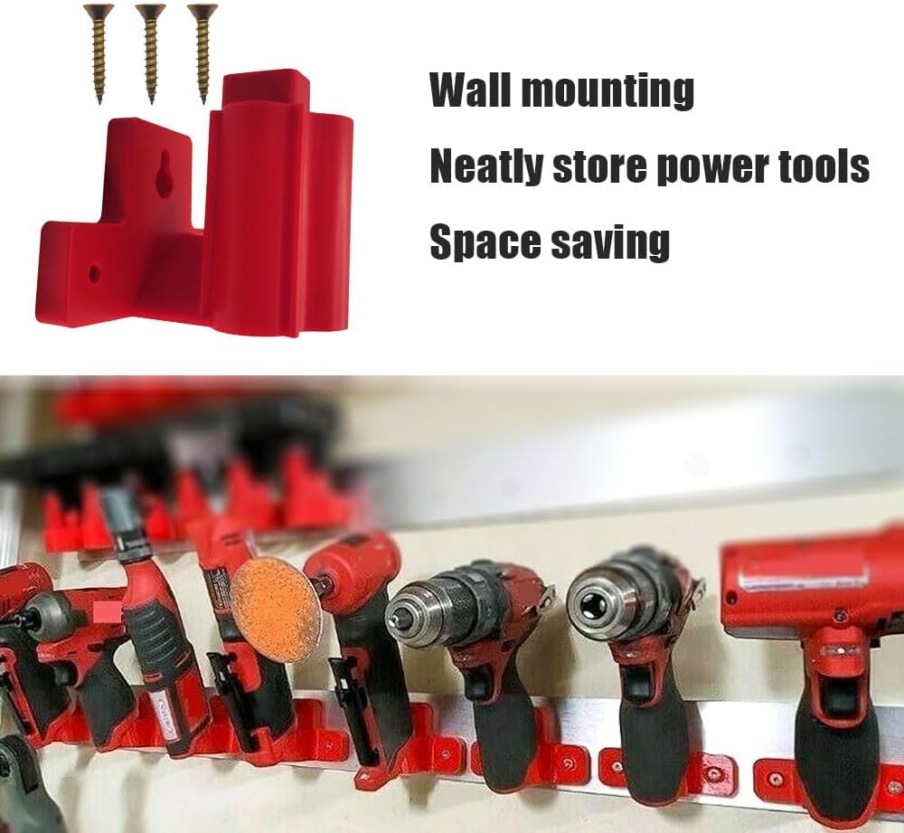5 Packs Tool Holder Compatible with Milwaukee M12 Wall Mount Stand Cordless Power Tool Storage -Red