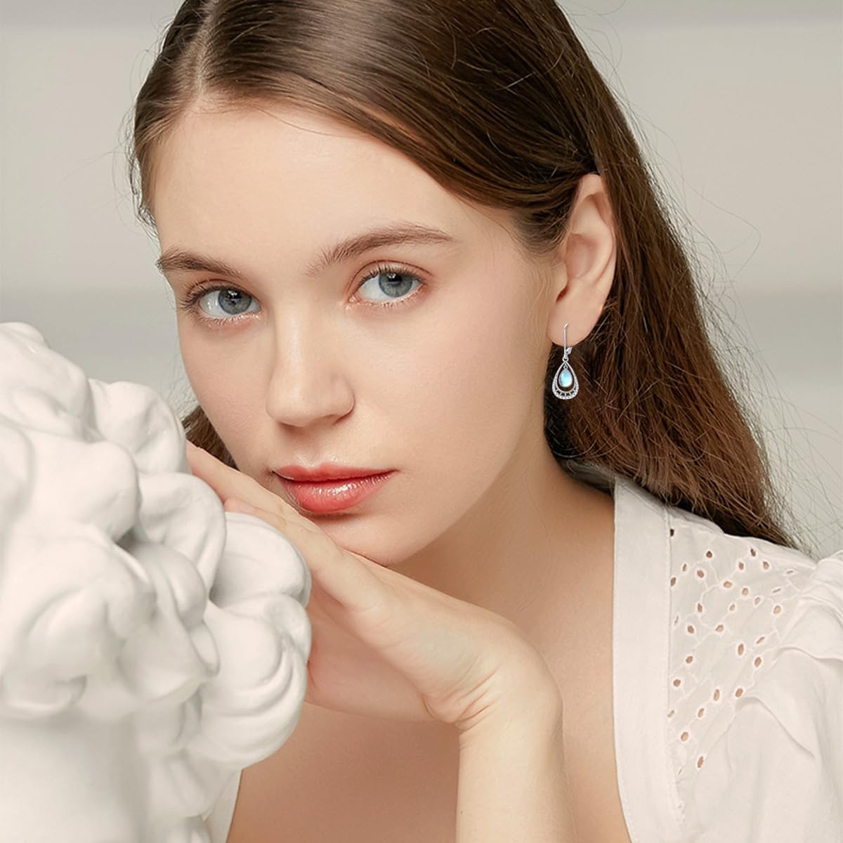 Teardrop Earrings for Women S925 Sterling Silver Moonstone Drop Dangle Earrings Jewelry for Women Wife Mom - Image 2