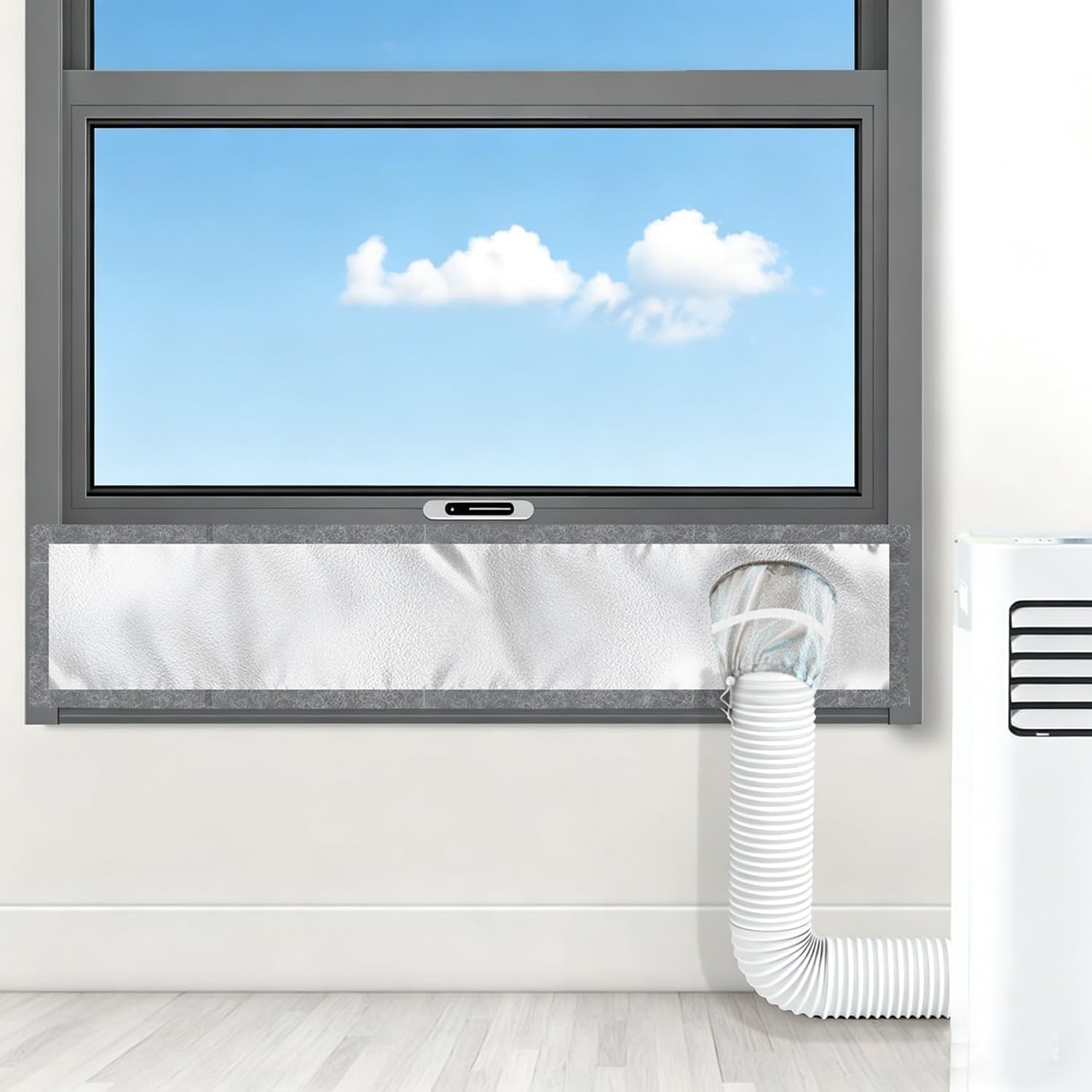 Aozzy 39"AC Window Seal for Mobile Air Conditioner Unit,silver-coated100%blackout sealed –oxford fabric,waterproof,non-breathable,no hot backflow,easy to install for sliding horizontal/vertical window