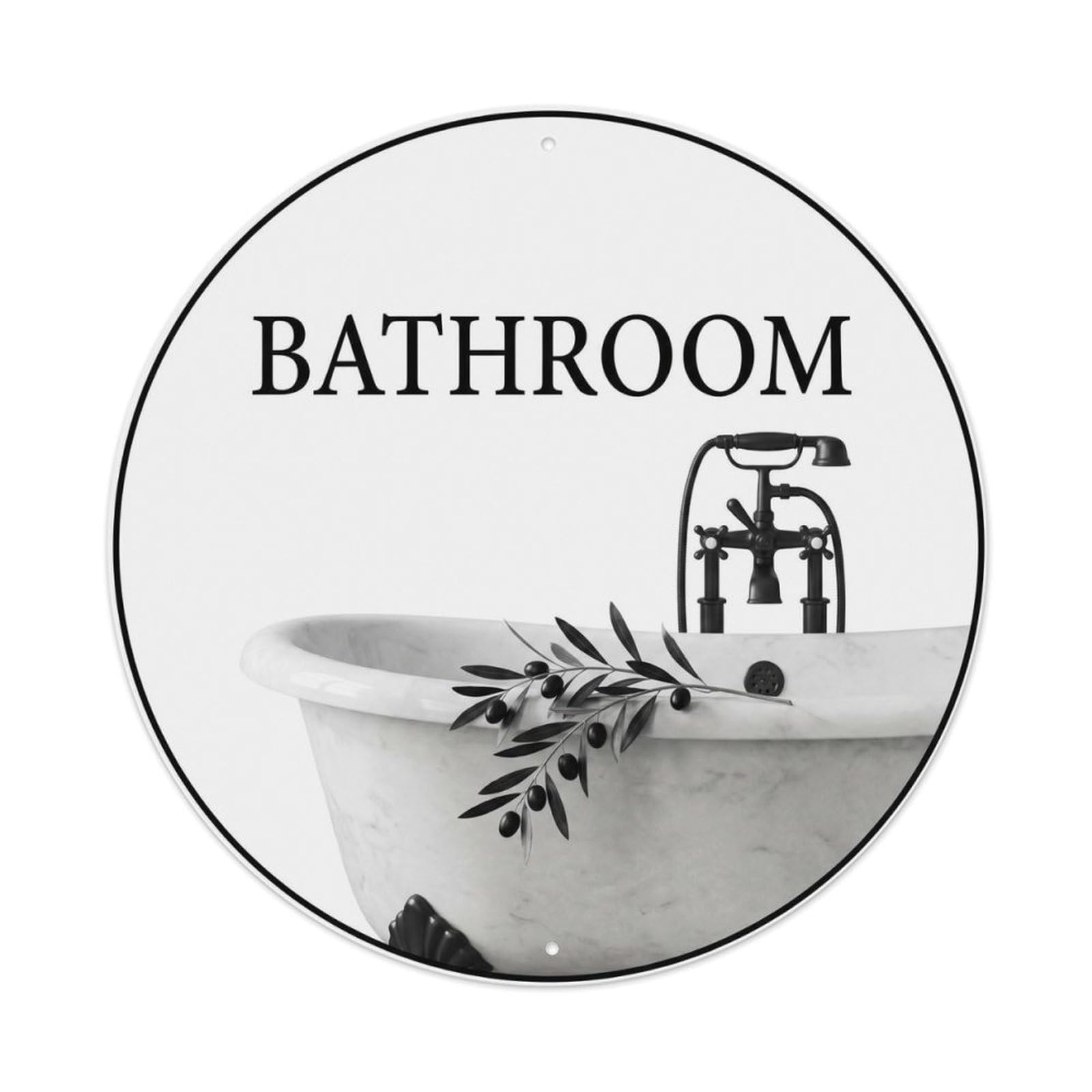 Yrnq Vintage Style Bathroom Contemporary Spa Bathroom Wall Vintage Metal Tin Sign Plaque Wall Decor For Cafe, Club, Garden Round Metal Poster 8X8inch