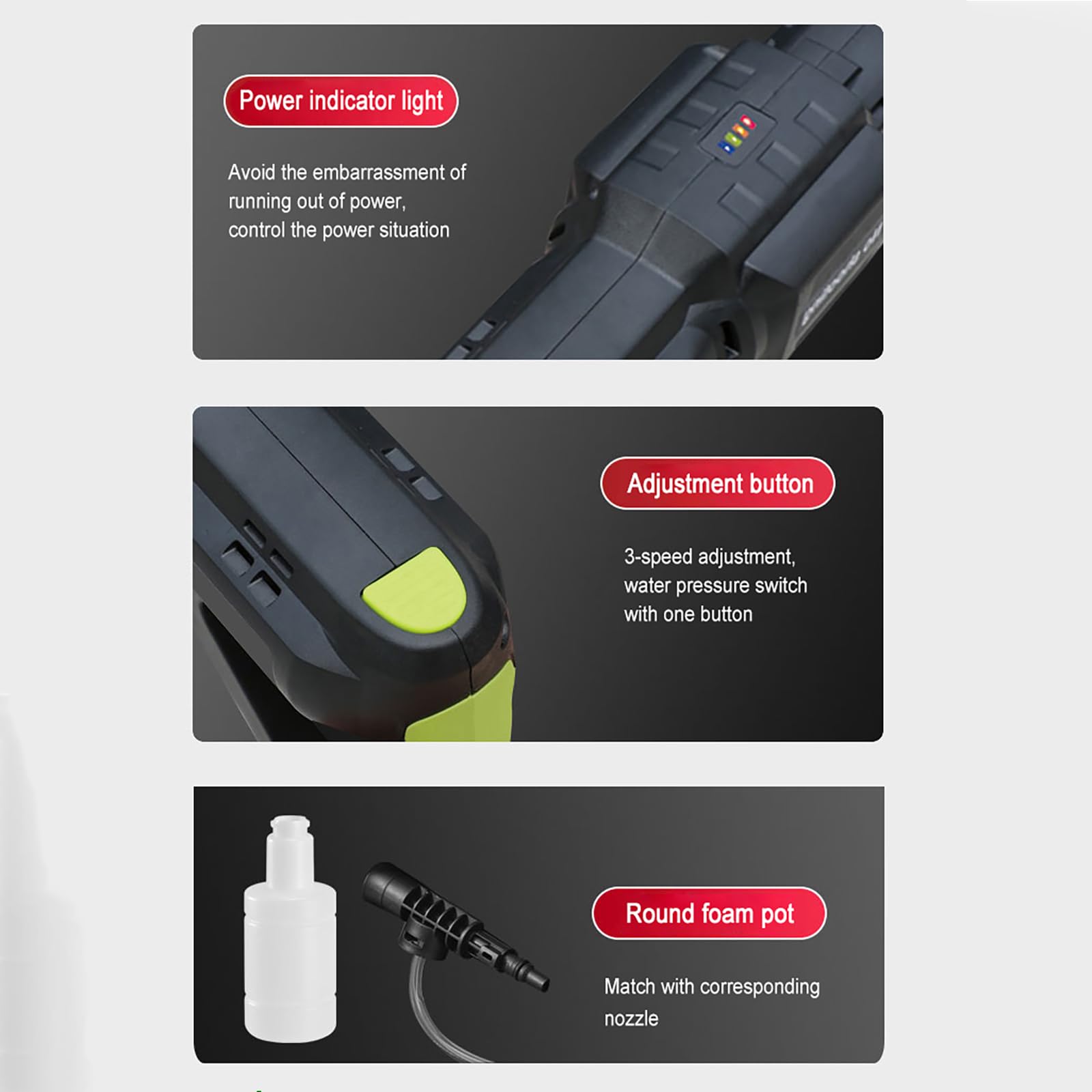 Nettoyeur Haute Pression Sans Fil 1000W 200Bar - Batterie 15000mAh, Buse 6 En 1, Tuyau 5M - Idéal Voiture, Jardin, Terrasse