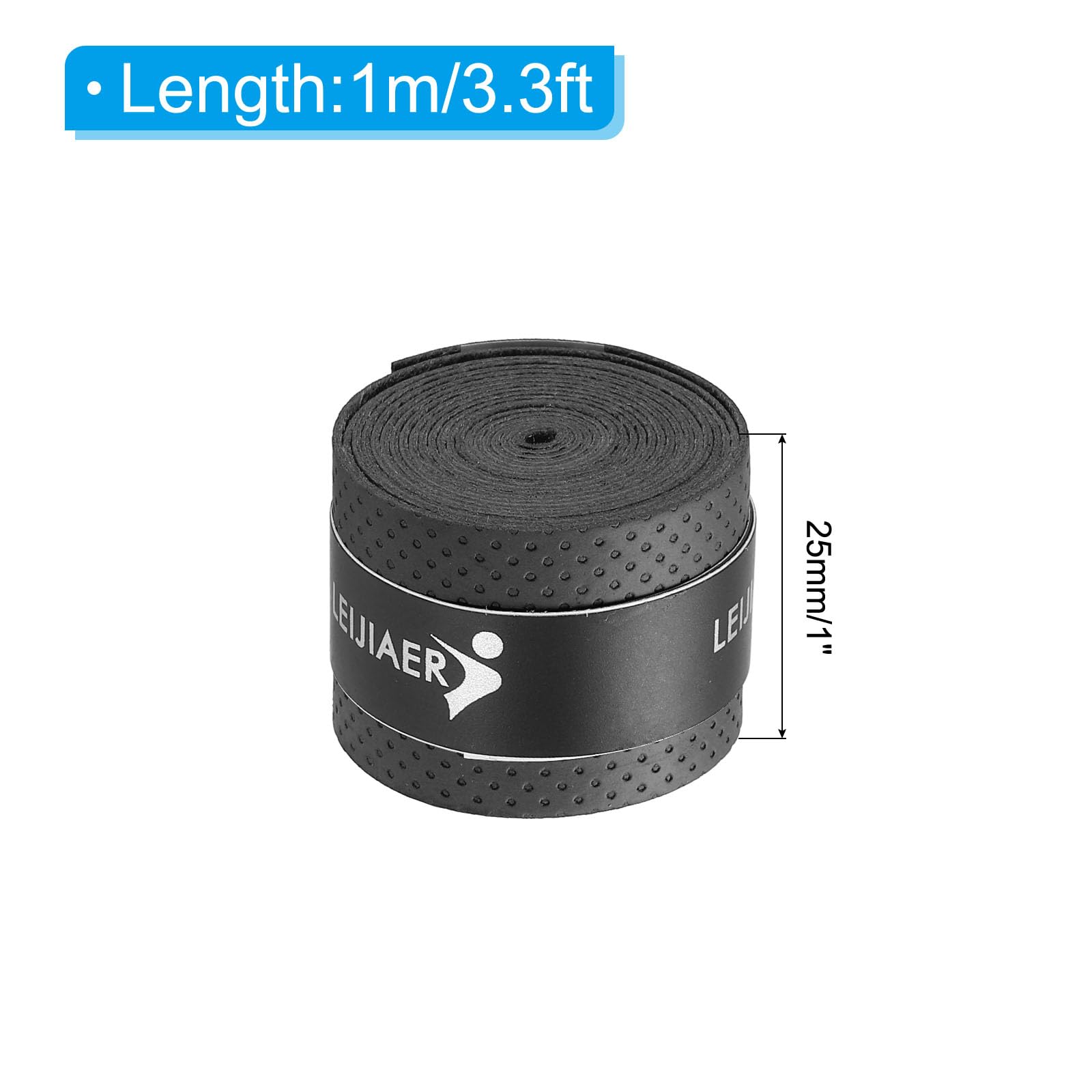 PATIKIL Batteria Bacchetta Nastro Bacchetta Manopole Bacchetta Avvolgimento Anti Scivolo 4pz 1" Larghezza 3.3 ft per Batteria Percussioni Percussioni Accessori Nero