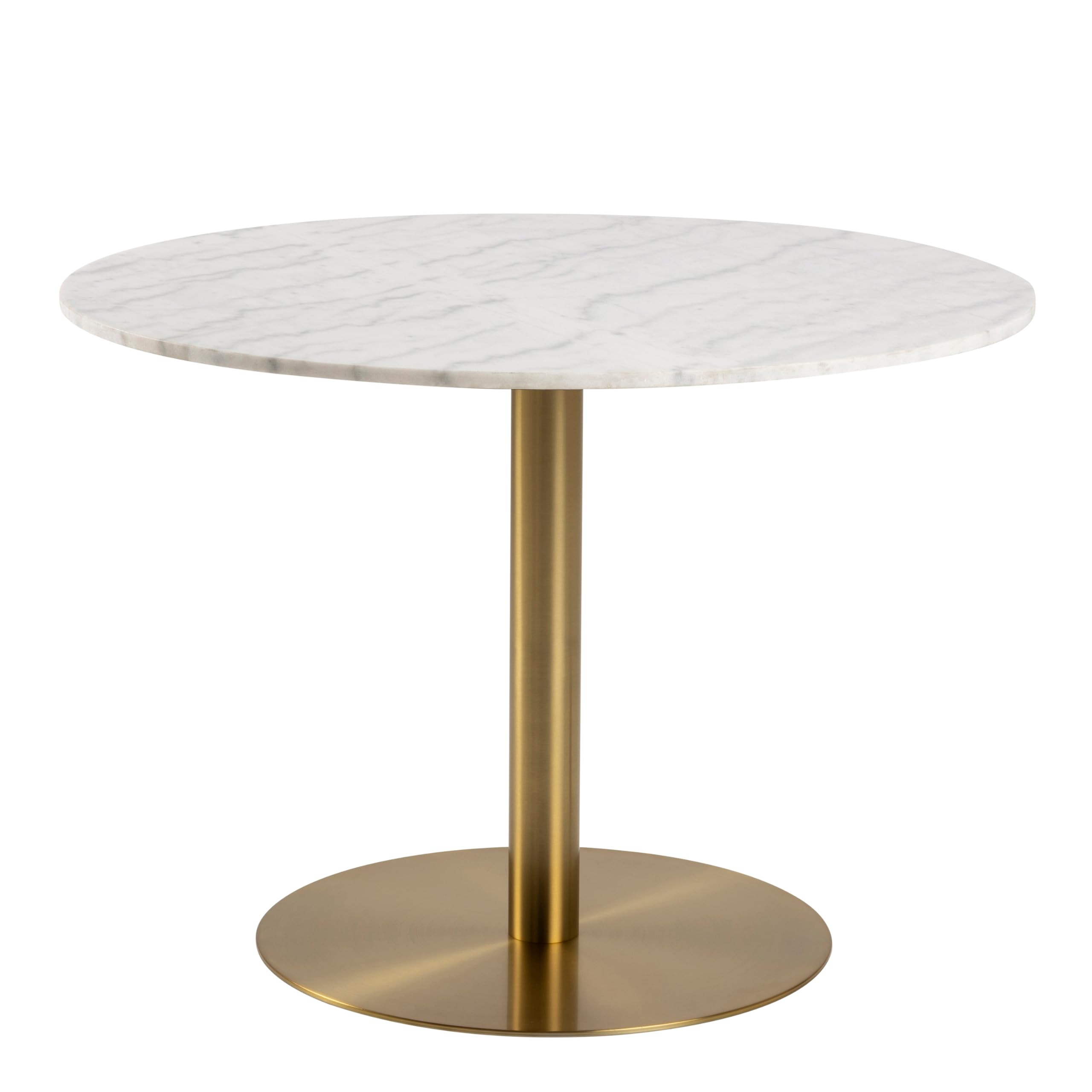 Furniture To Go | Corby Round Dining Table with White Polished Marble Top & Gold Base