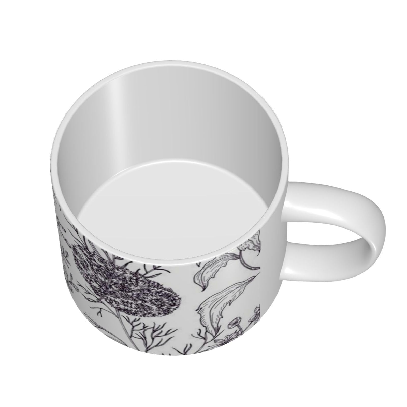Kwitnące zioła i rośliny zielne drukowane kubki ceramiczne o dużej pojemności ceramiczny kubek do kawy