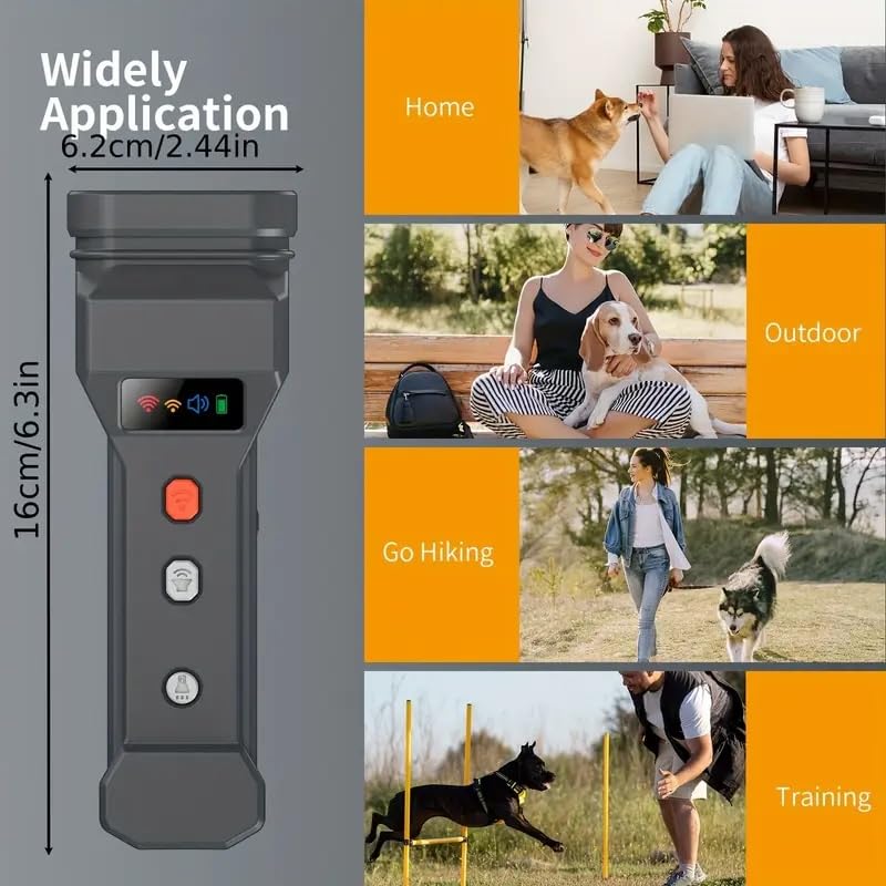 Power Dog - Repelente Ultrasónico para Perros, Dispositivo Portátil para Entrenamiento y Seguridad, 3 Transmisores Ultrasónicos con Linterna LED Super Brillante Recargable USB