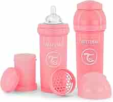 2 Biberons Anti-Colique Twistshake 330ml - Avec Récipient Poudre & Mélangeur - Tétine Sein Silicone - Sans BPA