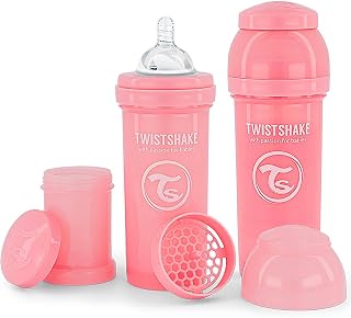 Twistshake biberons anti-colique avec récipient pour lait en poudre et mélangeur, 2x260ml, tétine débit moyen