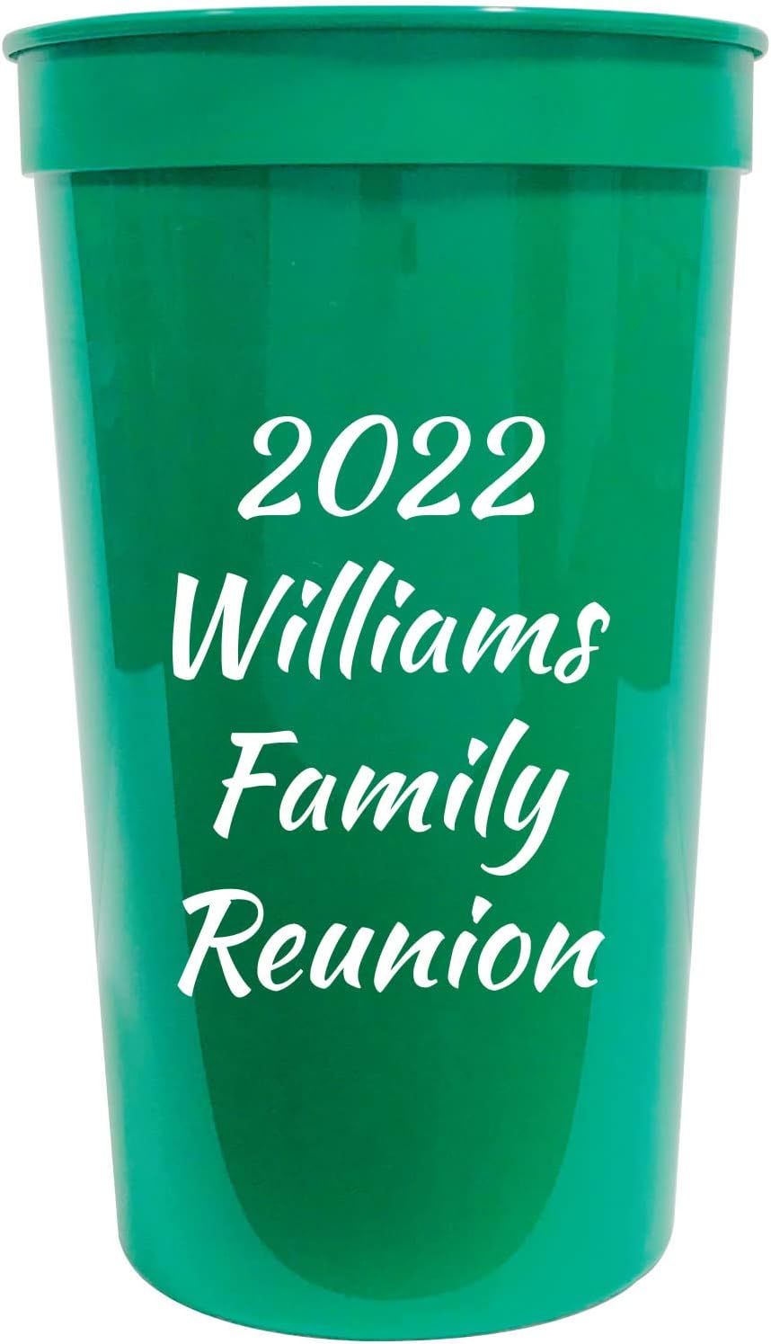 Balloons Tomorrow.com Personalized Party Cups Customized with your Message or Logo Reusable or Disposable 22 oz Plastic Stadium Cups - Medium Green