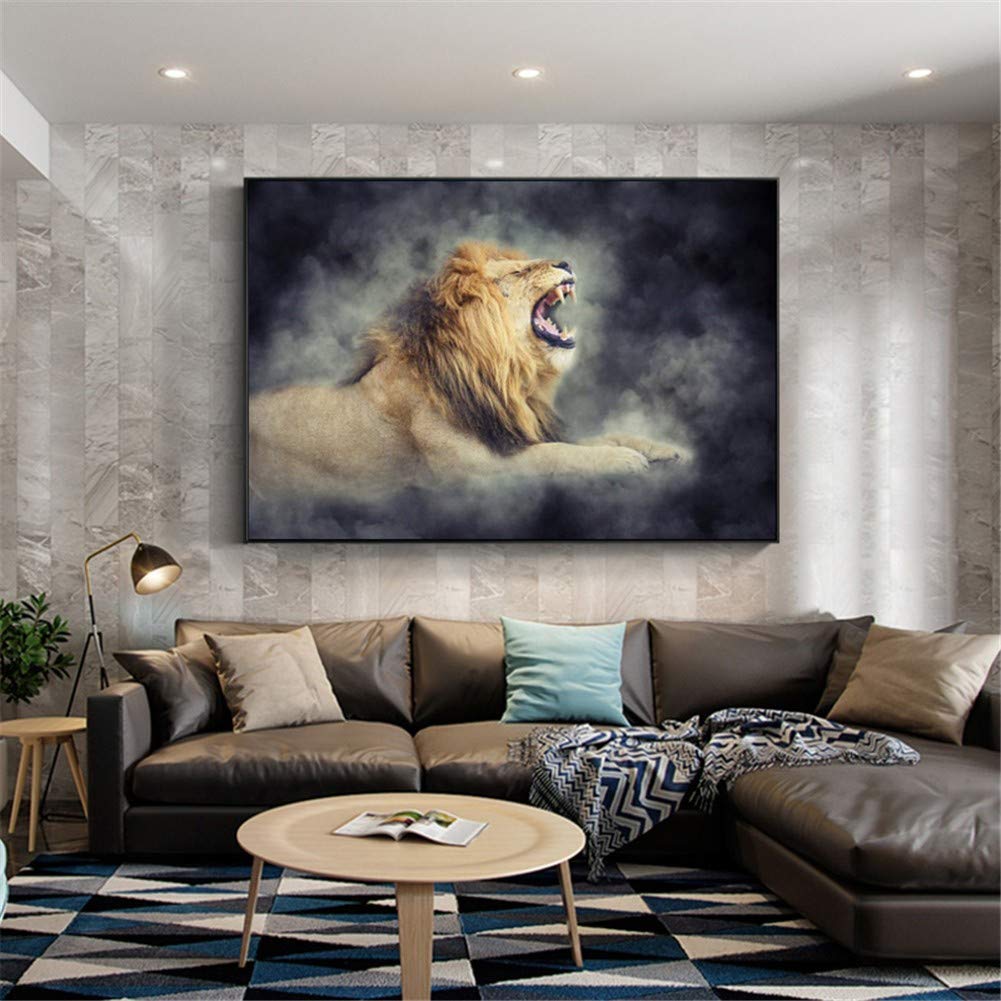 Diamond painting lion 40x80cm pour évacuer le stress au quotidien