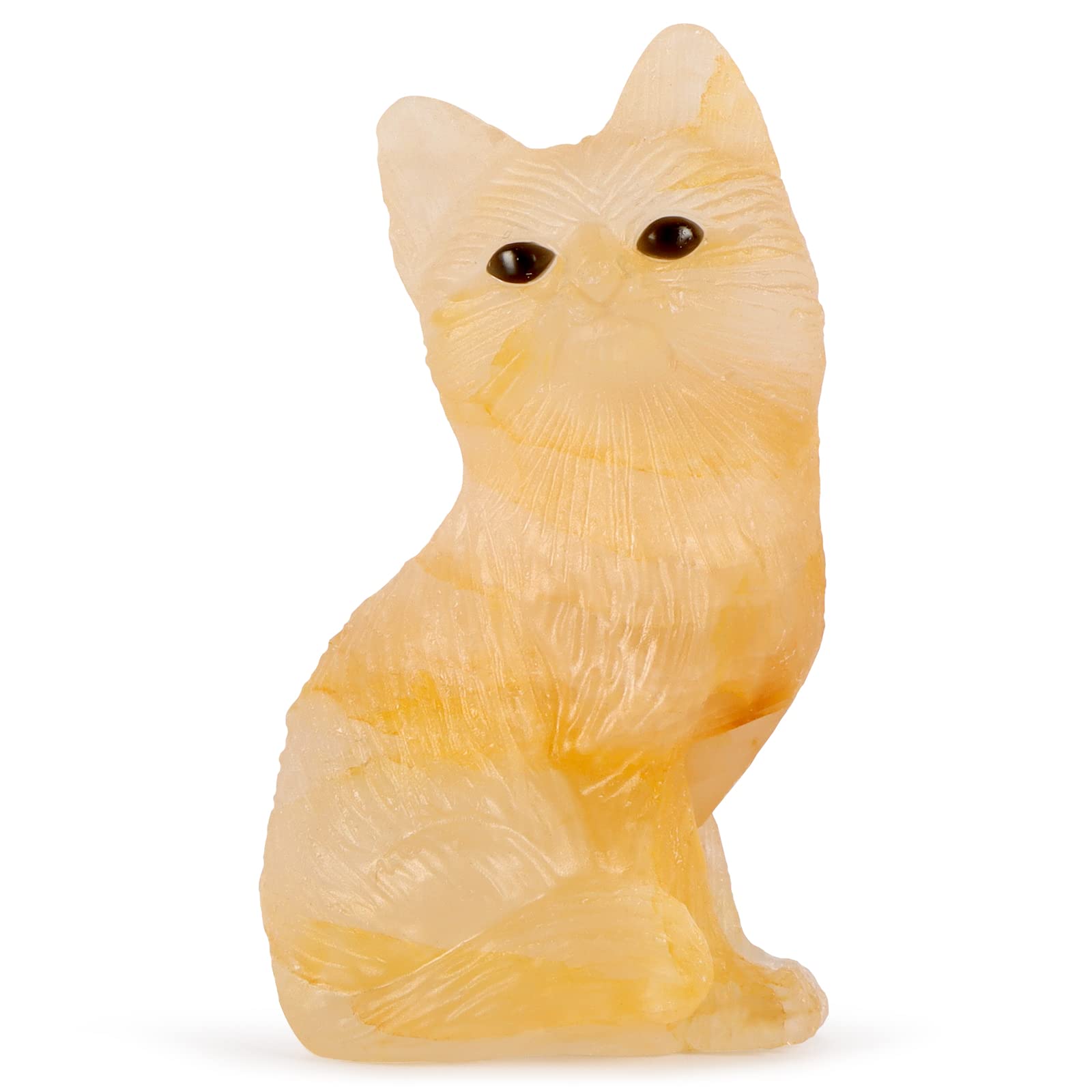SMQ 2.4" Citrine Crystal Fox Statues and Figurines,Carved Gemstone Fox Animal Carvings Collectible Healing Crystal Stones Sculpture for Home Garden Decor