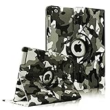FINTIE (Camouflage Black) 360 Degree Stylish Rotating Magnetic Case Smart Cover With Swivel Stand For Apple iPad 4th Generation Retina Display / the new iPad 3 / iPad 2 (Wake/sleep Function)