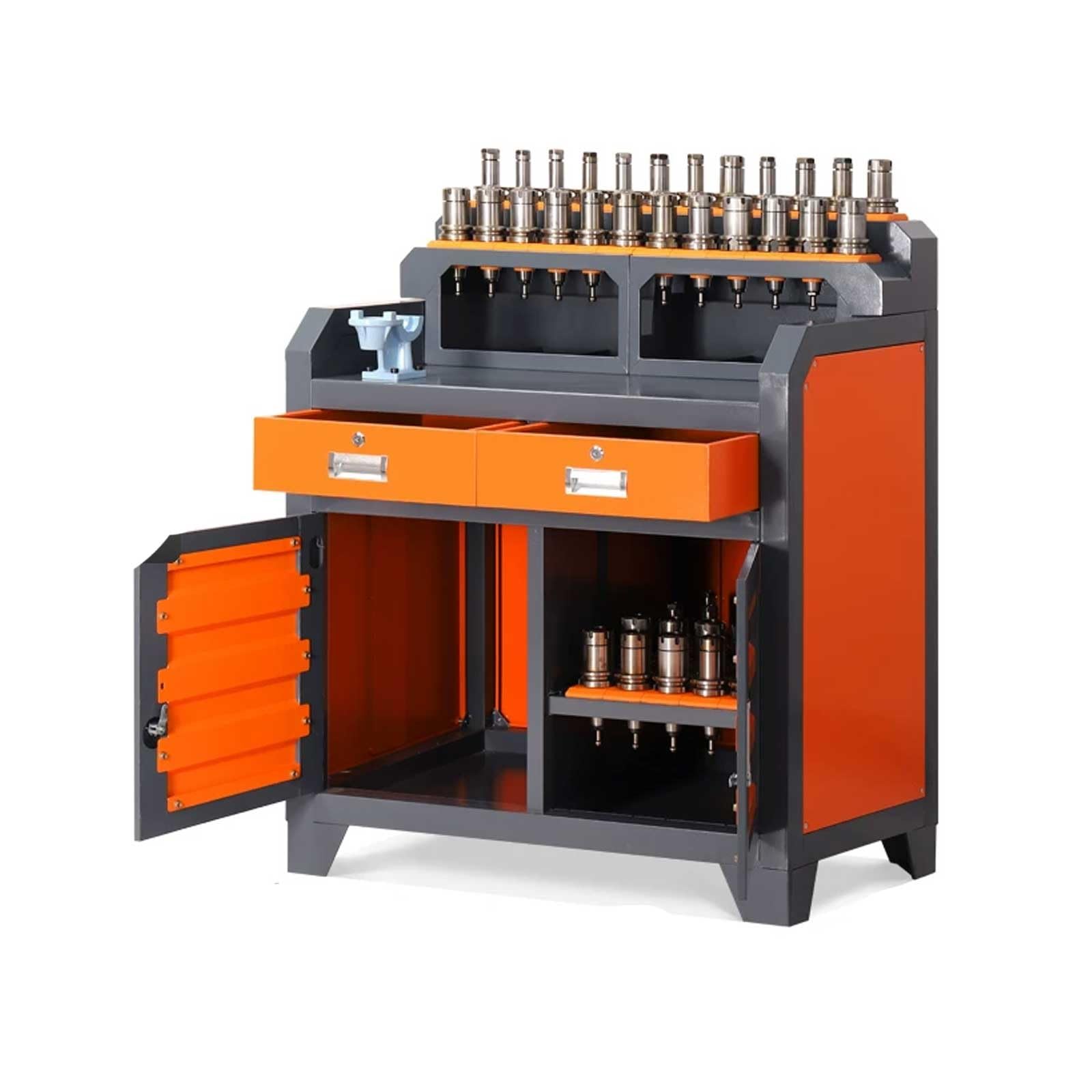Multi-Tier Workbench Garage Tool Organizer Cabinet with Pegboard, Hanging Parts Bins, Shelves for Workshop, Home, Industrial Use(X)