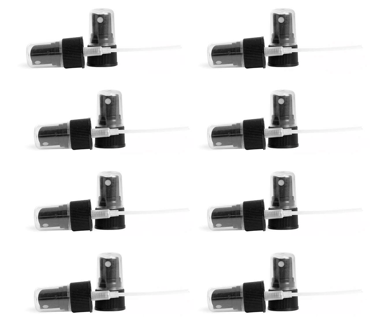 Fine Mist Sprayer Caps 24-410 Pumps with 6 7/8 Tube for Cosmetic Bottles, Plant Care, Household Cleaners - Value Packs of 6 or 24 Spray Tops (24 Pack, Black)