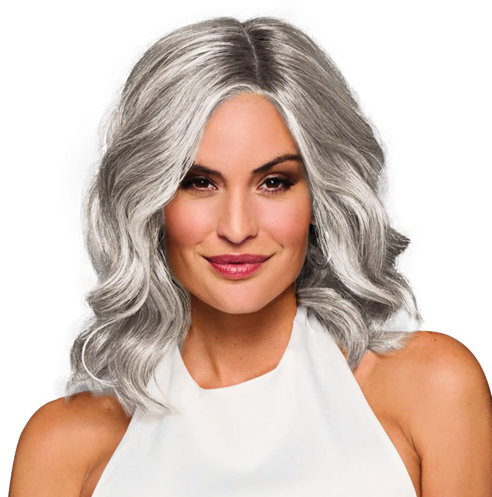 Photo 1 of Raquel Welch Bella Vida Wavy Layered Wig, 100% Hand Tied, Shoulder Length by Hairuwear, Petite-Average Cap, RL56/60 Silver