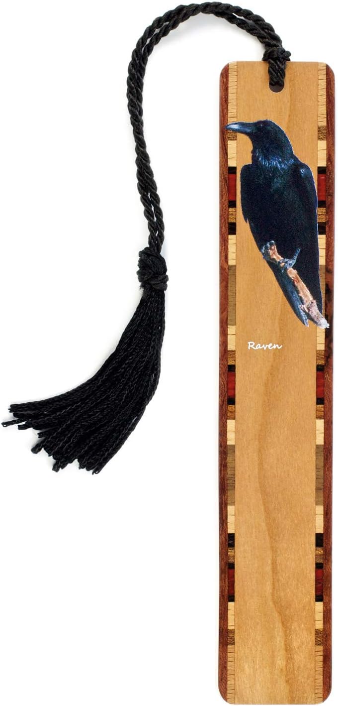 Raven Bird (Double Sided) Wooden Bookmark - Also Available with Personalization - Made in USA