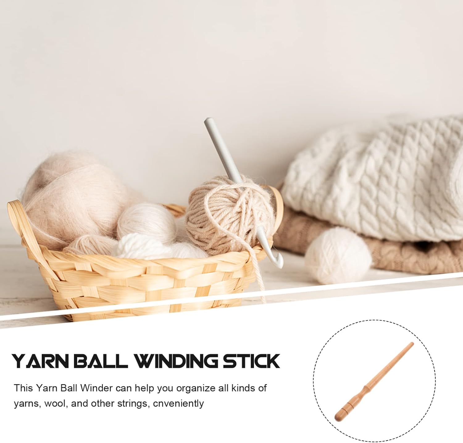 Ciieeo Wood Yarn Winding Stick Tool Yarn Winder for Knitting and Crochet for Craft Enthusiasts
