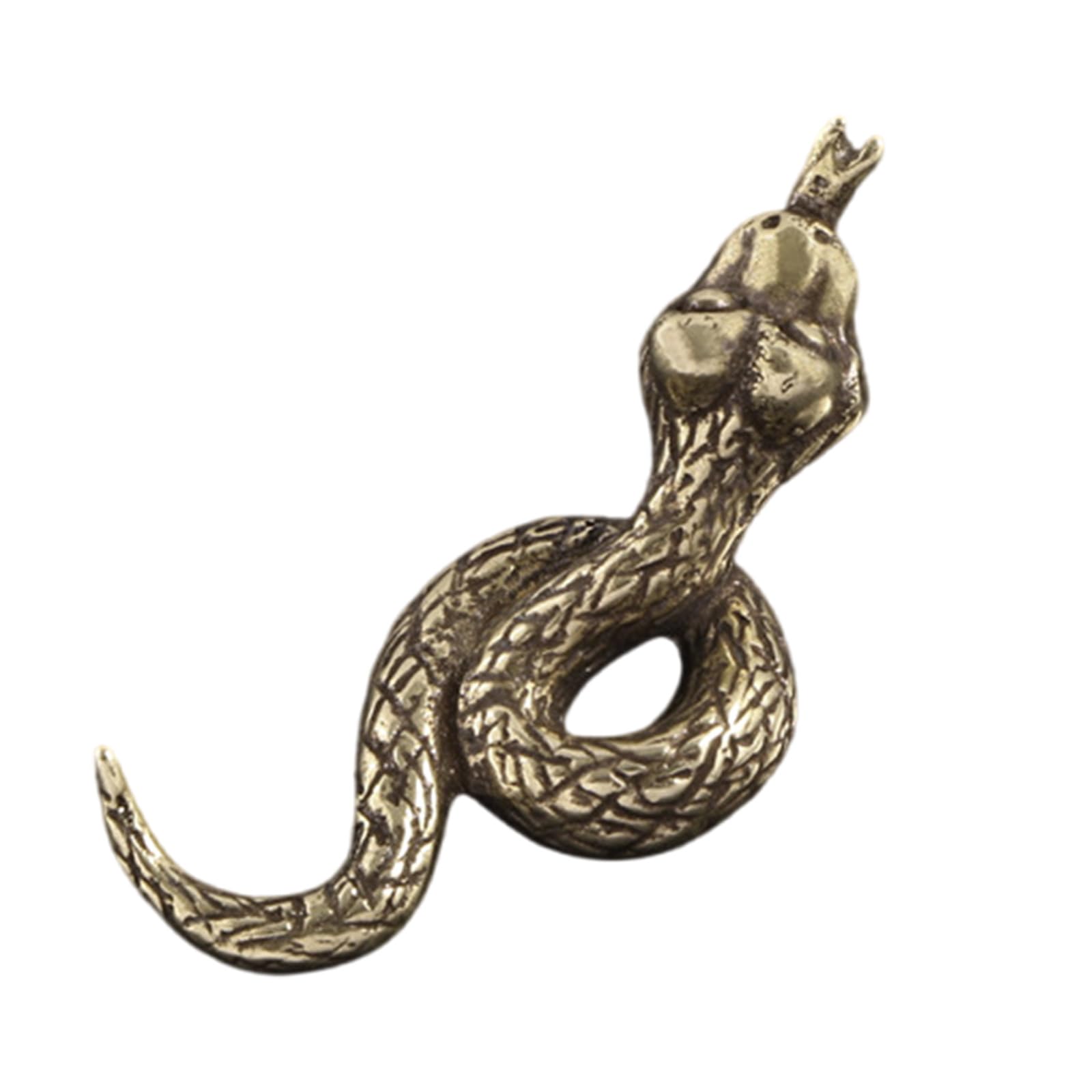sodeber Brass Snake Figurine Small Snake Desktop Ornament Small Table Sculpture Suitable for Collectors and Home Decorating Room Decoration