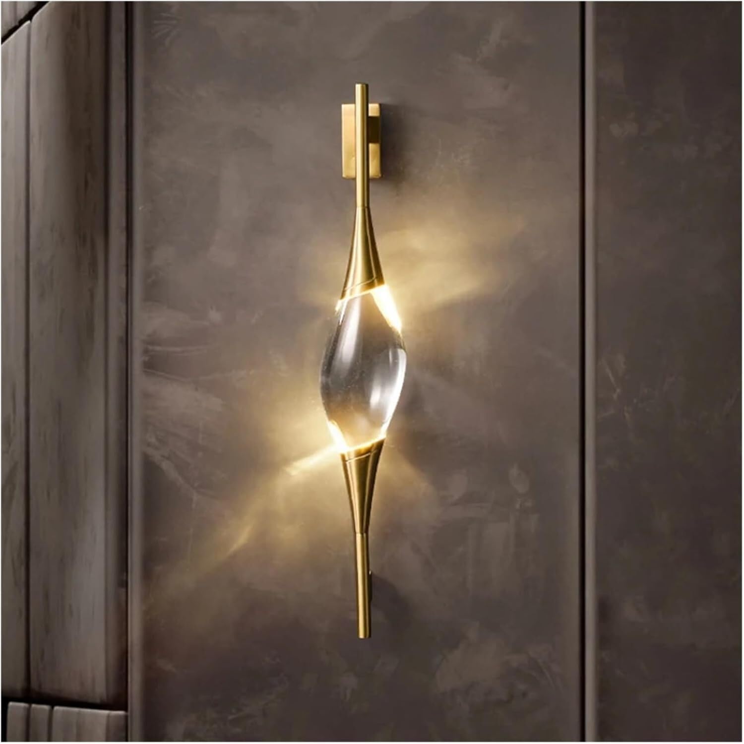 ASerZenith Wall Sconces, Postmodern Crystal Wall Lamp Copper Body Bedside Staircase Table Lamp Brass Foyer Dining Room Wall Lamps,Gold