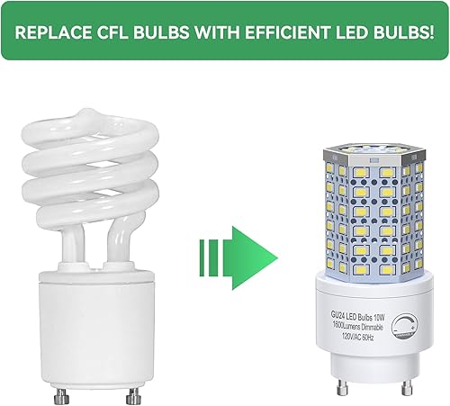 Miniatura 4 de Bombilla LED GU24 regulable de 10 W, luz diurna de 5000 K, 1600 lúmenes (equivalente a 100 W), reemplaza la bombilla CFL de 2 puntas (4 unidades)
