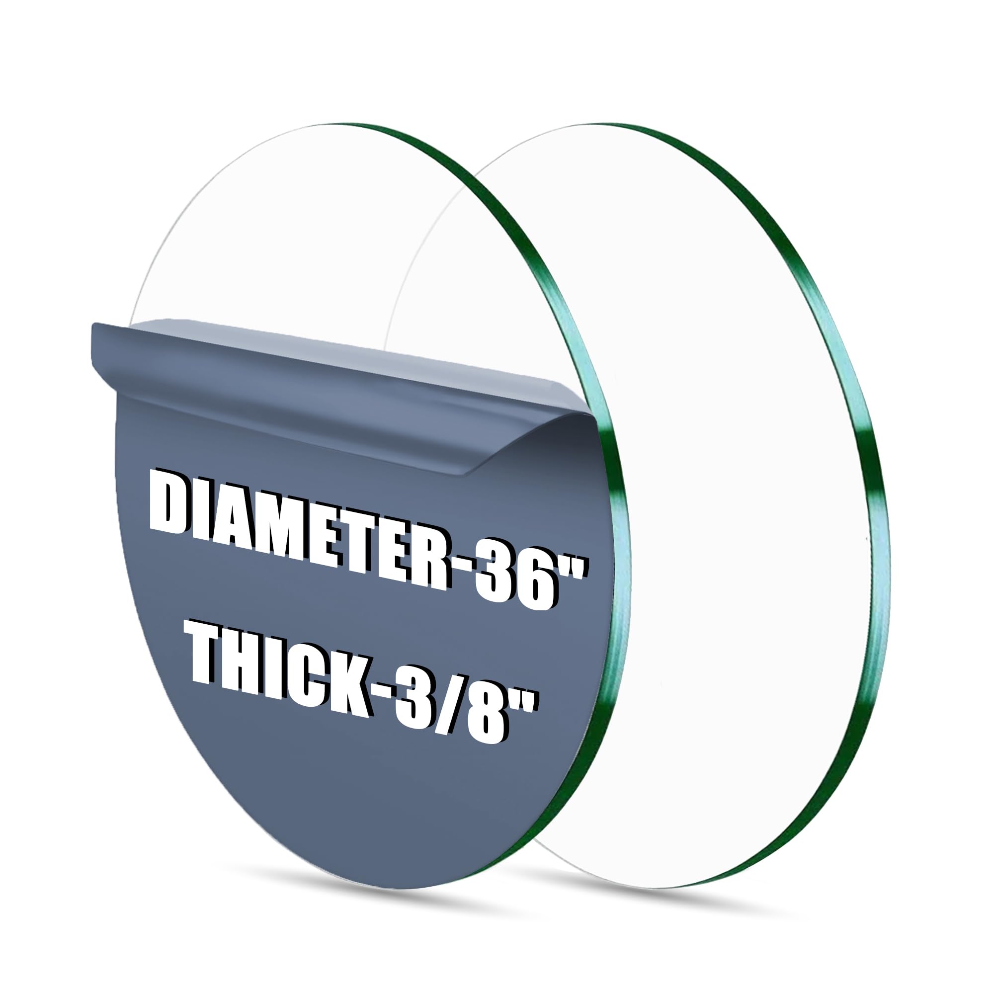 36" Round Tempered Glass Table Top - 3/8" - Thick Flat Polished Edge