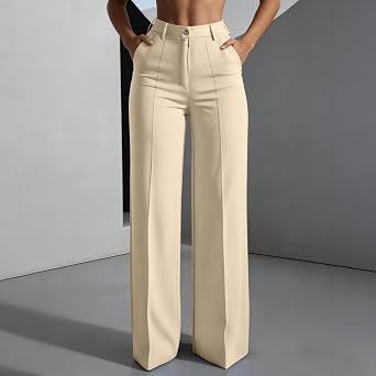 Womens Dress Pants Casual Wide Leg High Waisted Trousers Breathable Stretch Dressy Office Business Slacks with Pockets