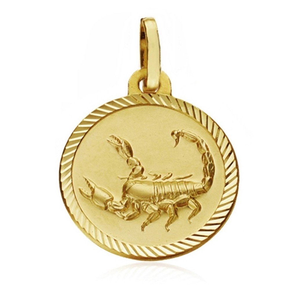 Pendentif Médaille Scorpion - Acier Chromé Argenté - Breloque Zodiaque