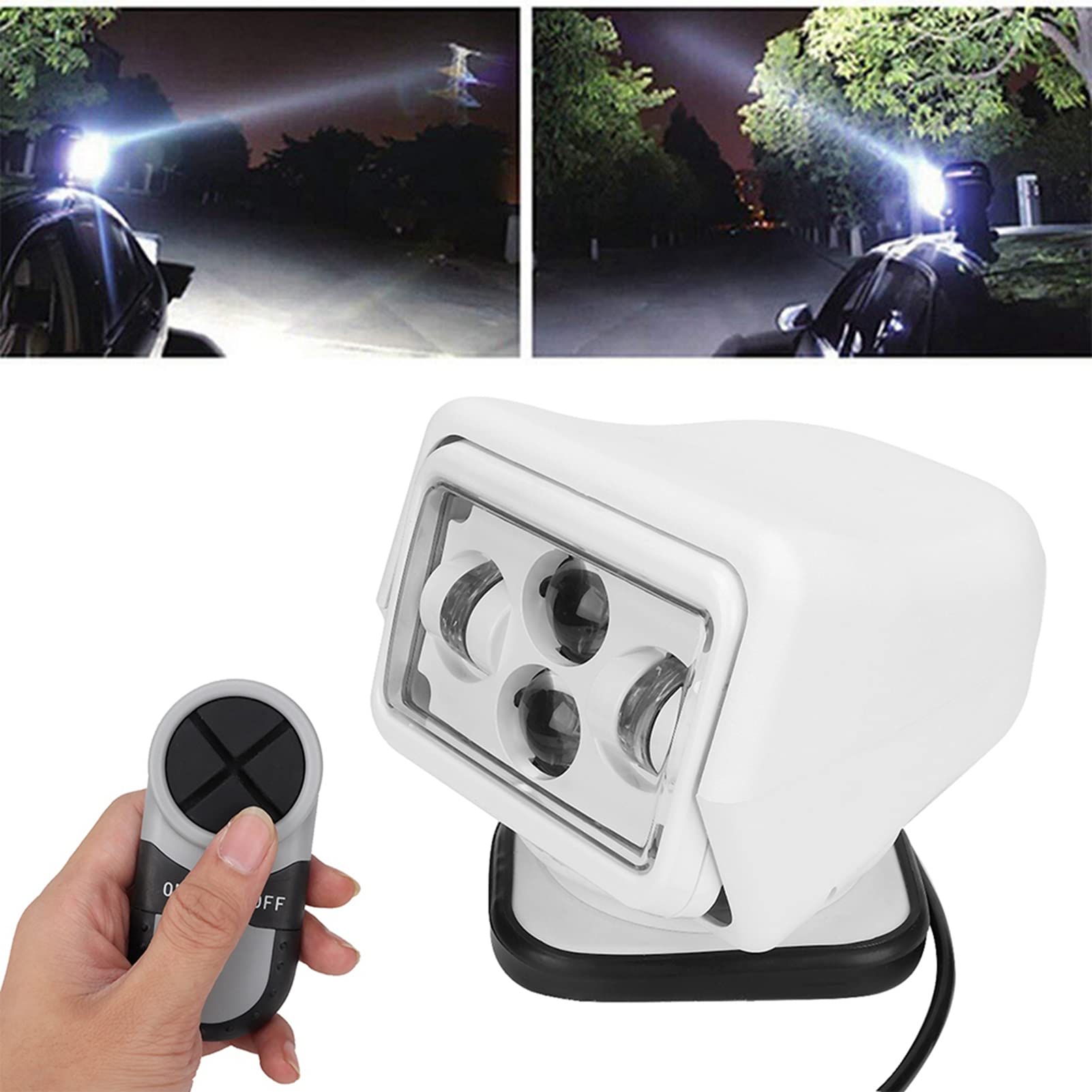 Fydun Luz de Búsqueda Marina,Reflector LED,60W LED Luz de Búsqueda con Control Remoto para Coche Foco para Exteriores para Coche Barco