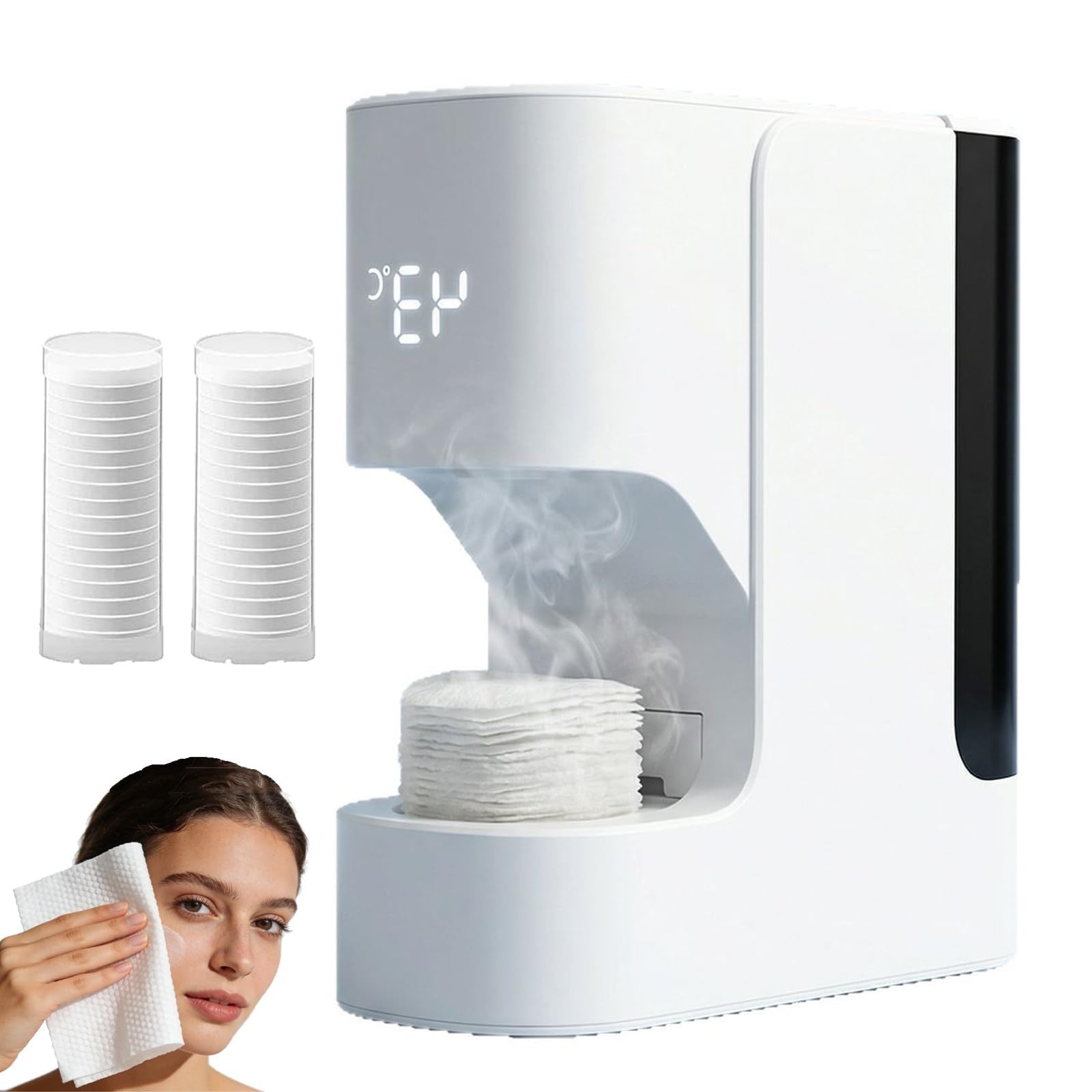 KJZQXYX Auto Compressed Towel Dispenser,Disposable Towel Heater,with 40 Reusable Towels, 5-Second Heat, 55 °C Constant Temperature