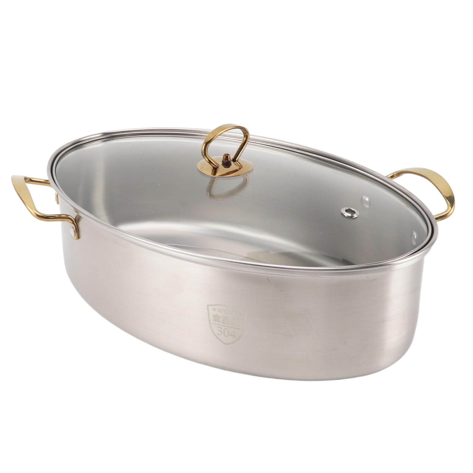 Socobeta Cuocitore per Pesce Ovale in Acciaio Inossidabile con Coperchio in Vetro e Griglia, Perfetto per Cuocere Al Vapore e Arrostire Frutti di Mare 38,7x11x17 Cm