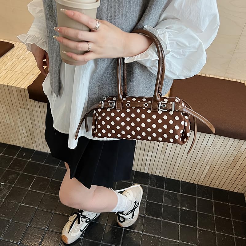 Polka Dot Shoulder Bag Top-Handle Cylindrical Tote Bag PU for Women Girls Ladies3