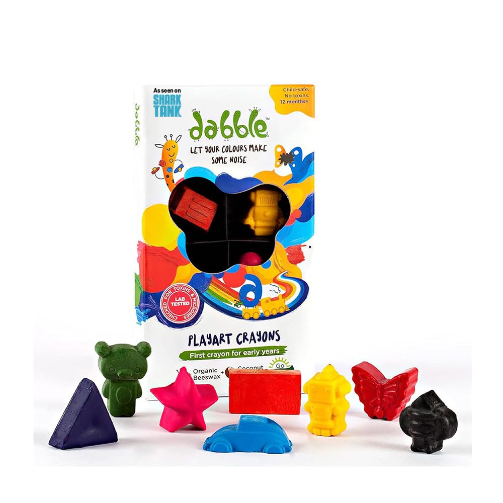 Organic Beeswax Crayons | Non Toxic Crayons for toddlers | Natural 8 Fun Shaped | for kids 2 years + | Easy Grasp | For PreSchool | Child Safe |